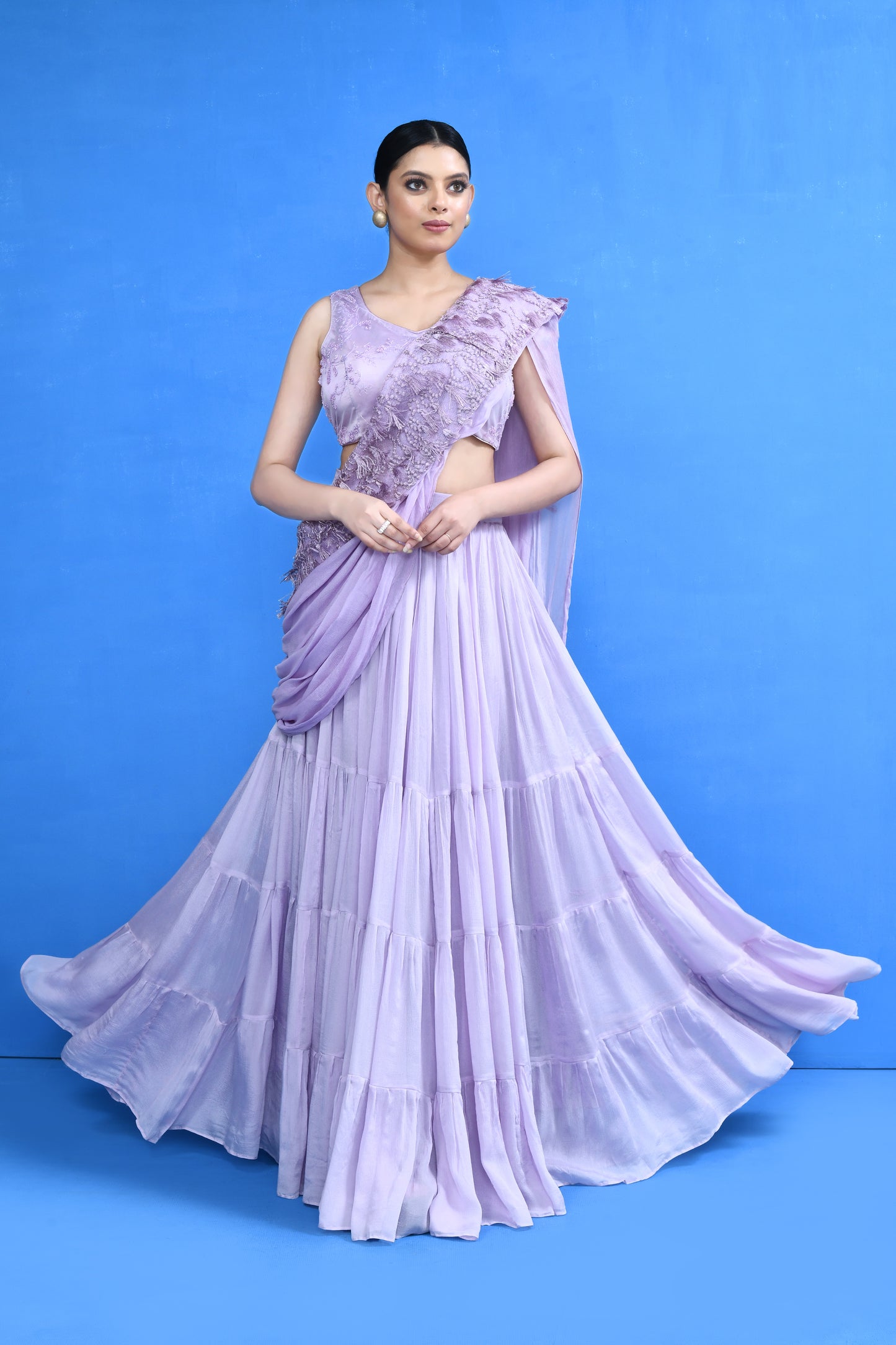 Designer Wear Lavender Lehenga Set
