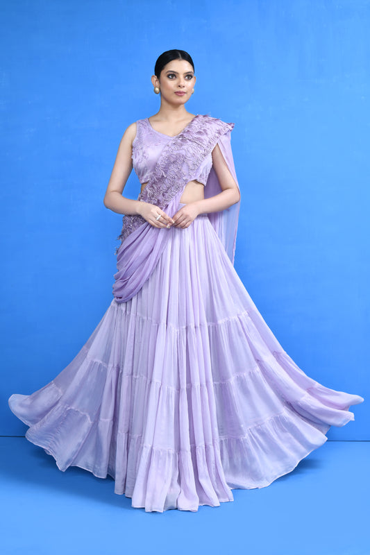 Designer Wear Lavender Lehenga Set