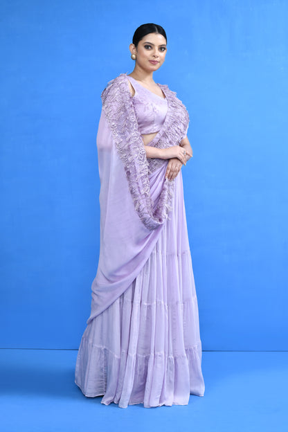 Designer Wear Lavender Lehenga Set