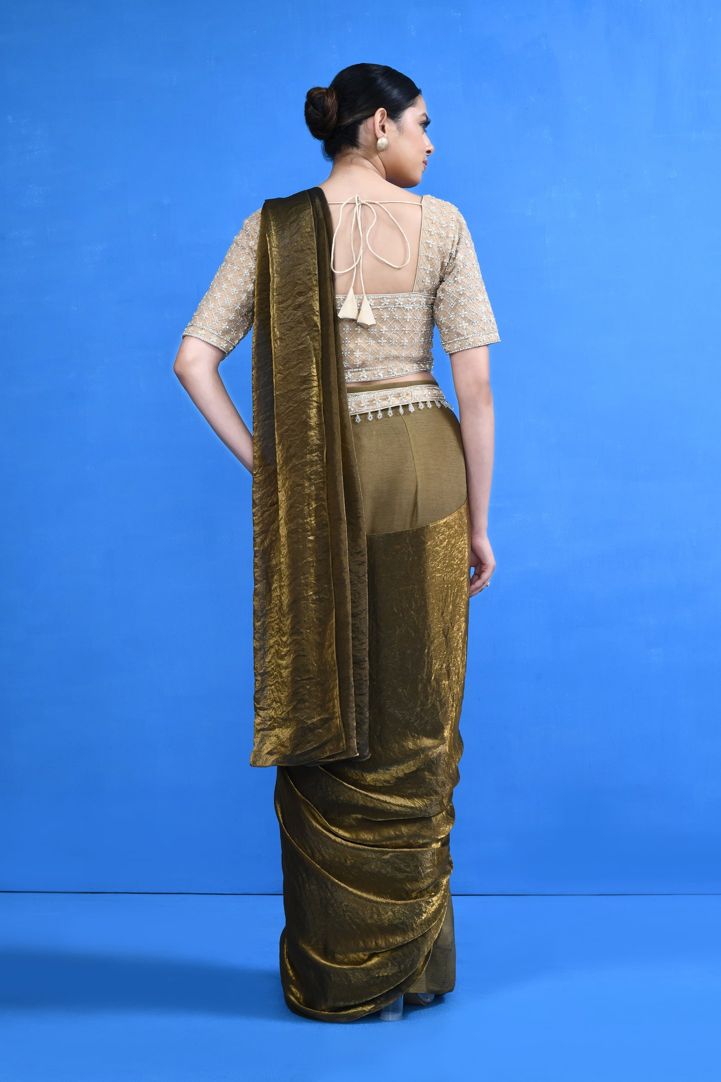 Designer Wear Brown Drape Saree