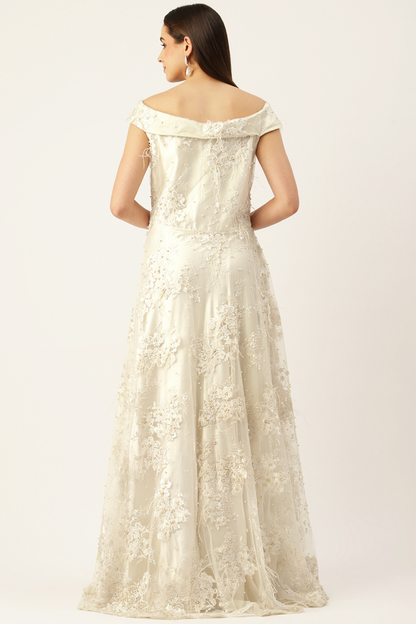 Desginer White Net Gown