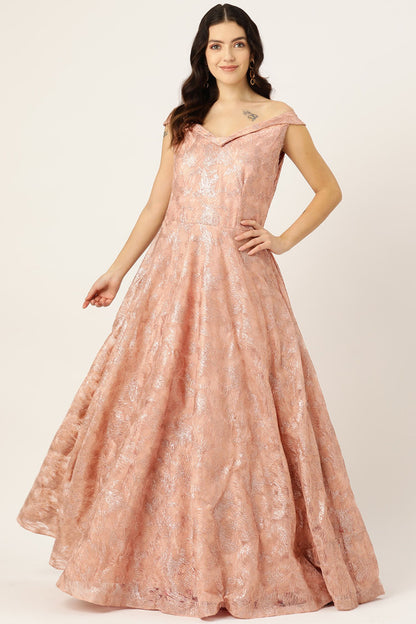 Desginer Peach Net Gown