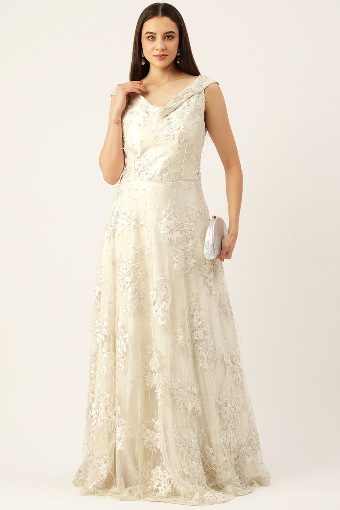 Desginer White Net Gown