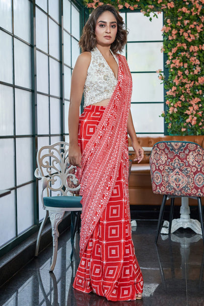 Scarlet & Ivory Saree Set