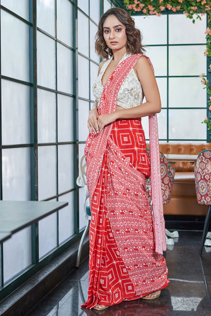 Scarlet & Ivory Saree Set