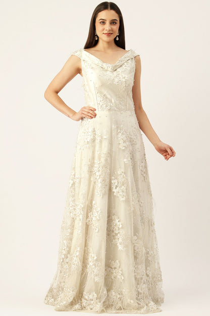 Desginer White Net Gown