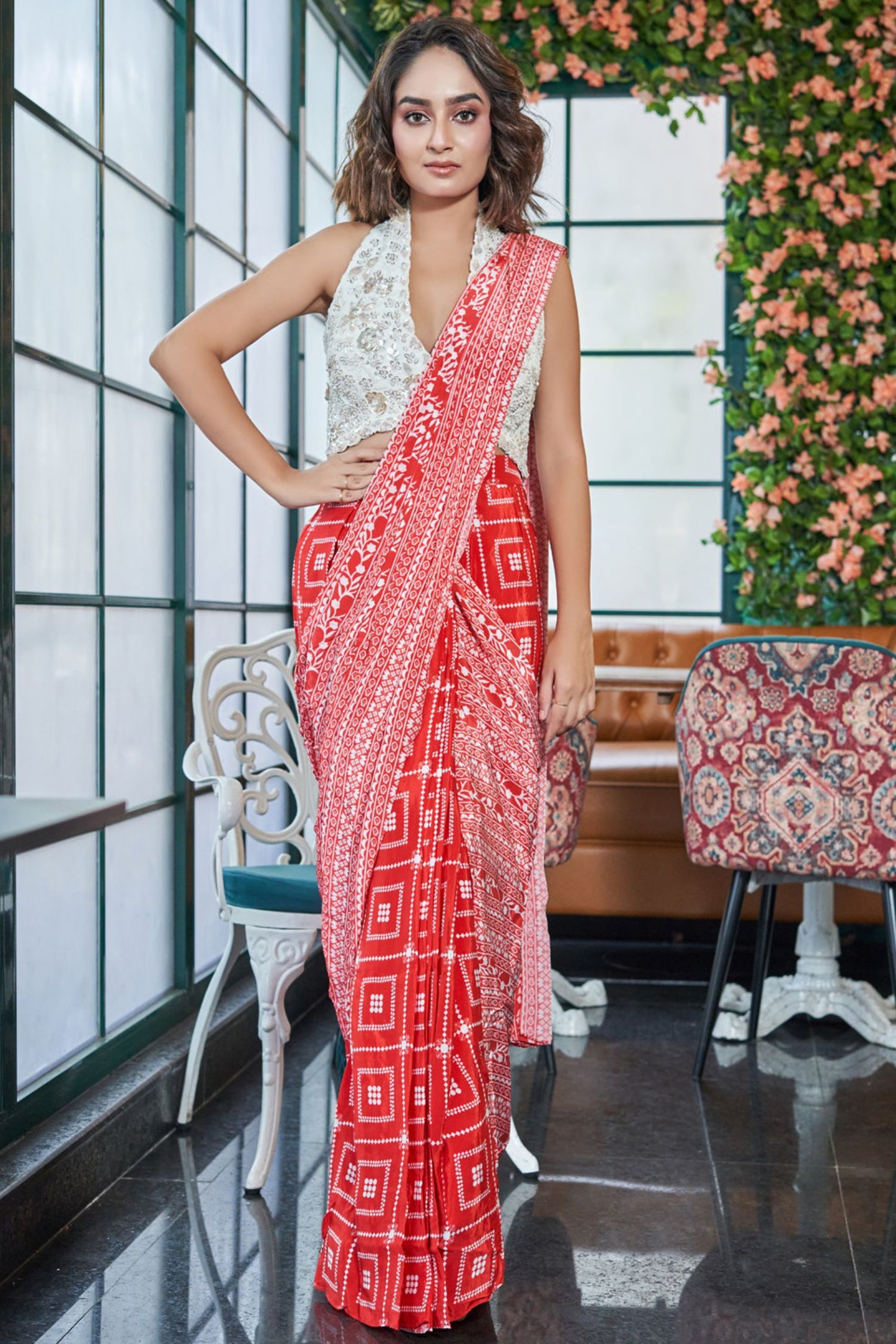 Scarlet & Ivory Saree Set