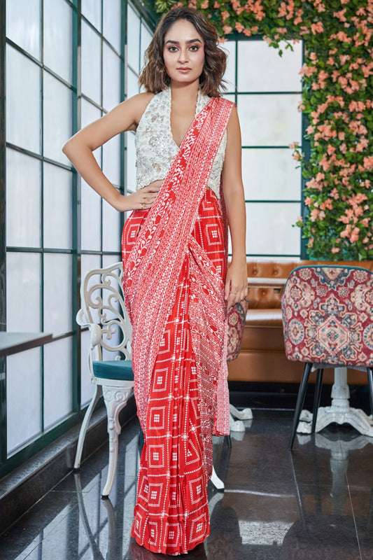 Scarlet & Ivory Saree Set