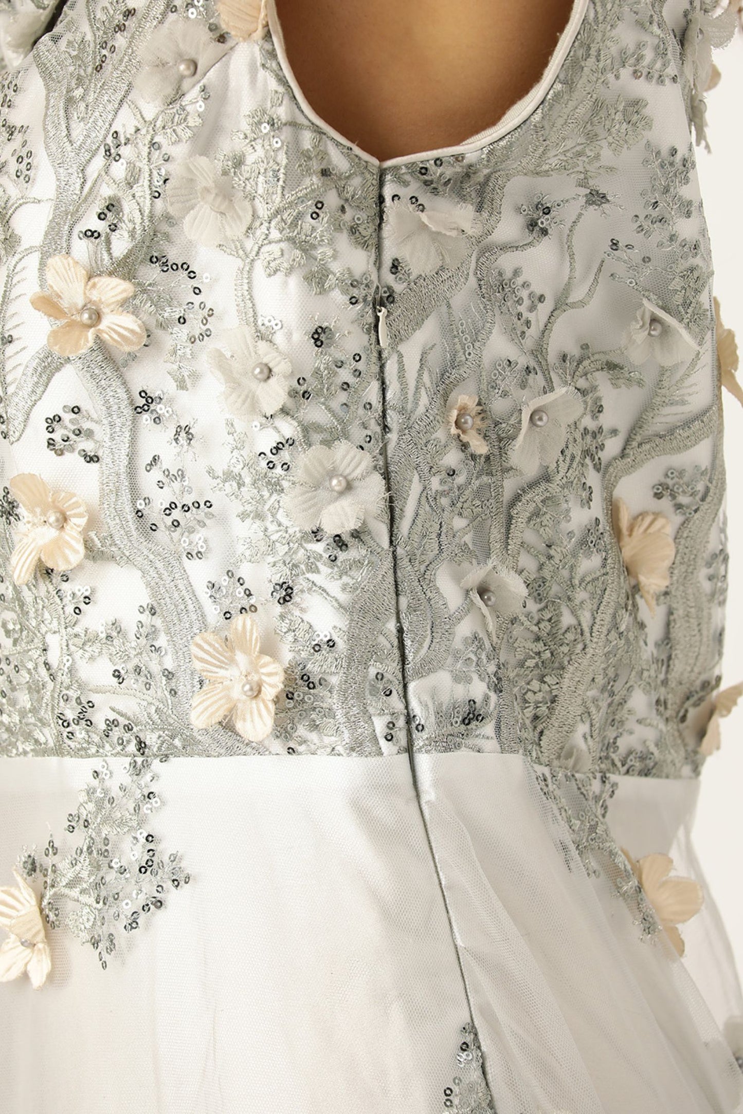 Desginer Silver Net Gown