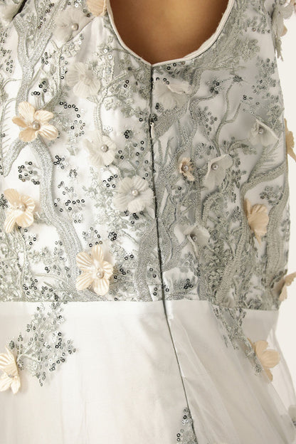 Desginer Silver Net Gown