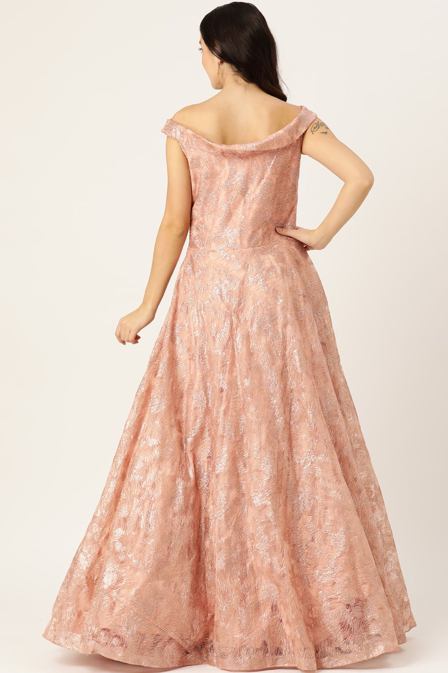 Desginer Peach Net Gown