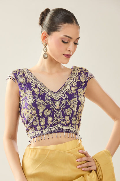 Designer Wear  Yellow  Tissue  Drape Saree