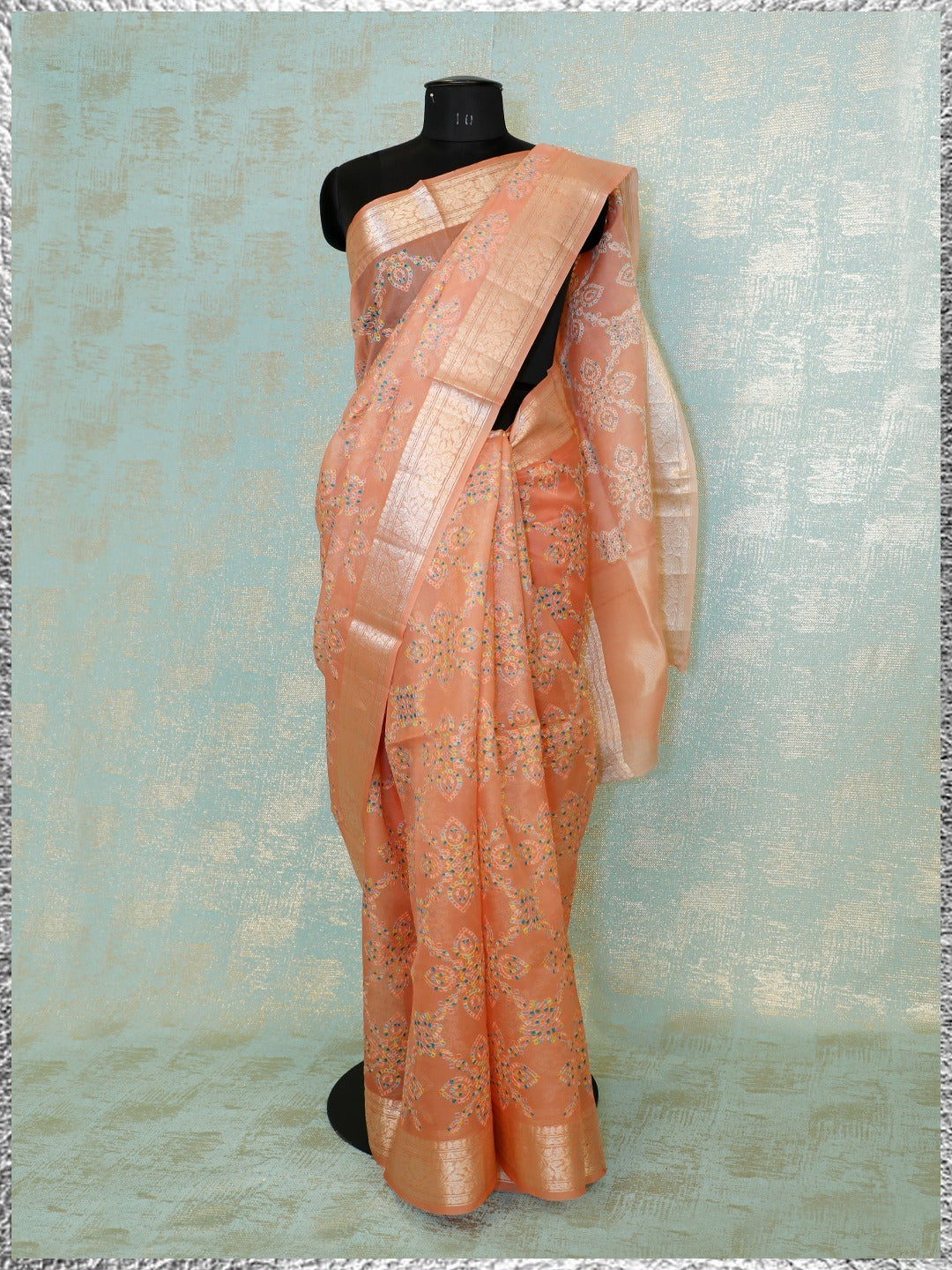 Designer saree in Peach colour