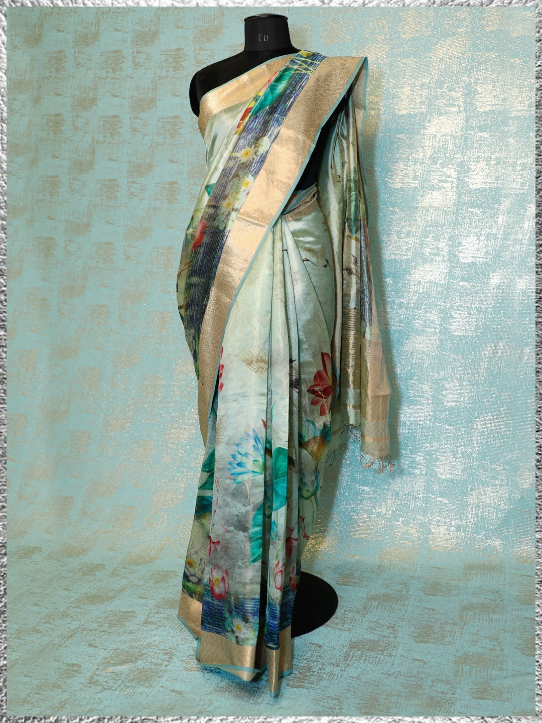 Designer saree in Sky colour