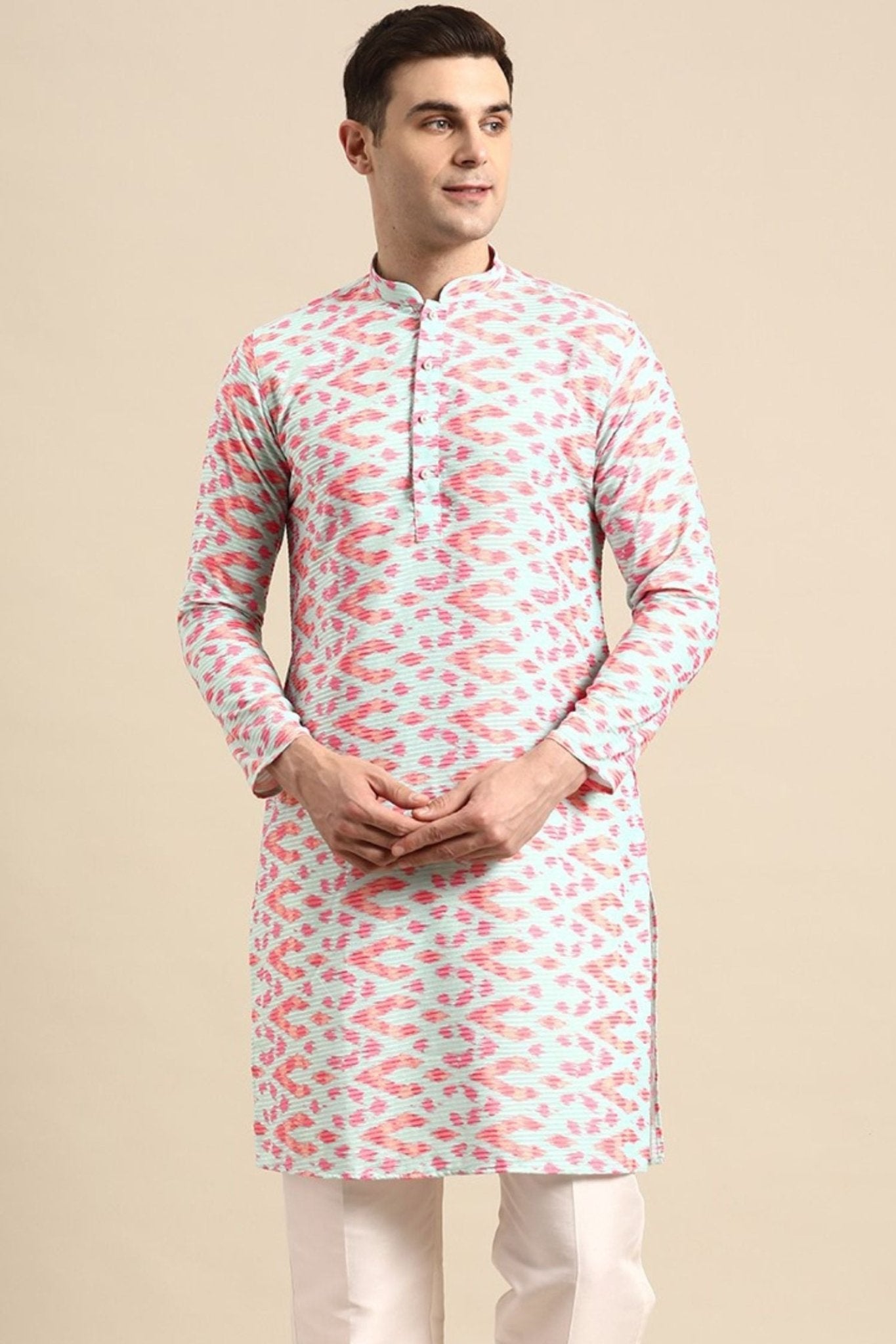 Designer long Kurta In Aqua Blue - Simaaya