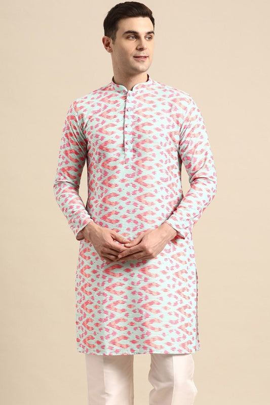 Designer long Kurta In Aqua Blue - Simaaya