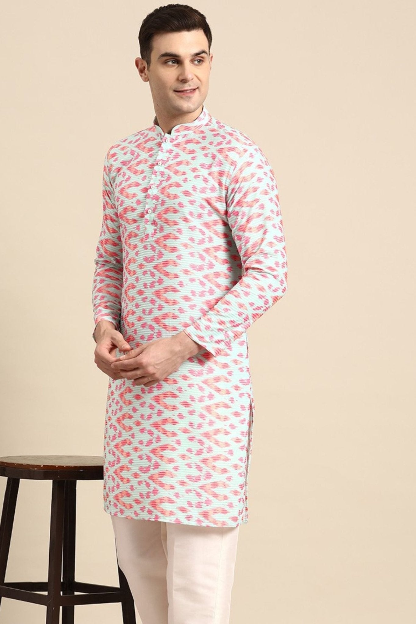 Designer long Kurta In Aqua Blue - Simaaya