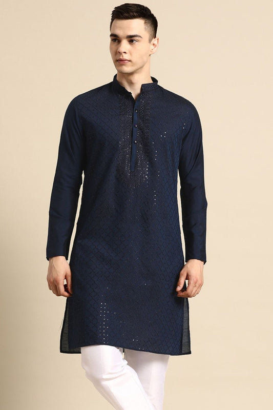 Designer long Kurta In Nay Blue - Simaaya