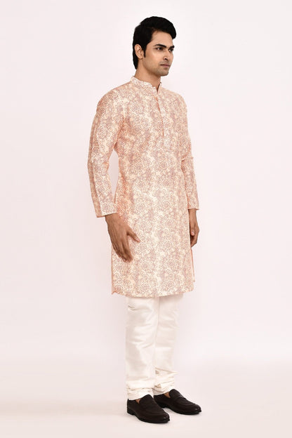 Designer Long Kurta set in Cream - Simaaya