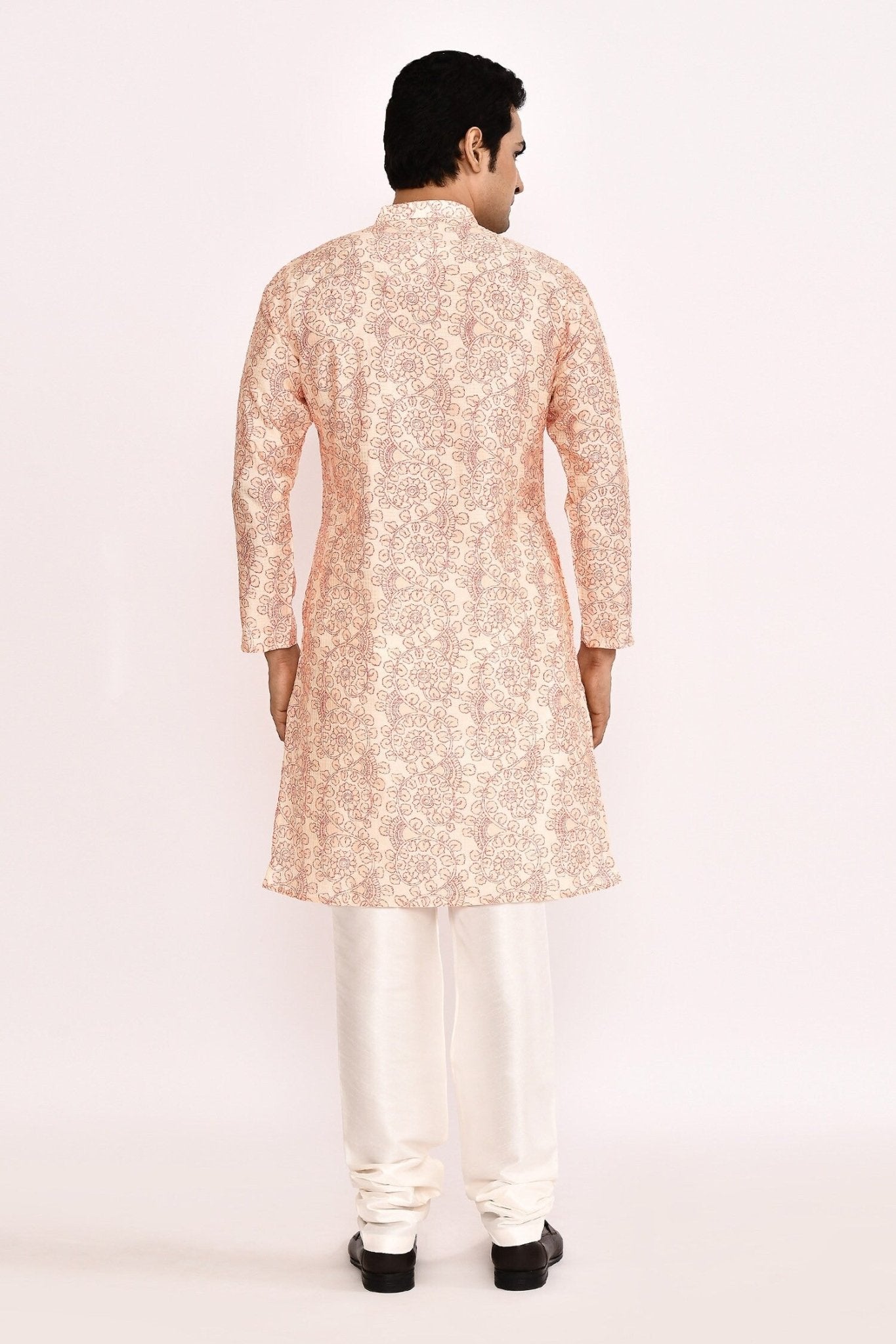 Designer Long Kurta set in Cream - Simaaya