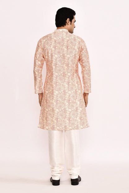 Designer Long Kurta set in Cream - Simaaya