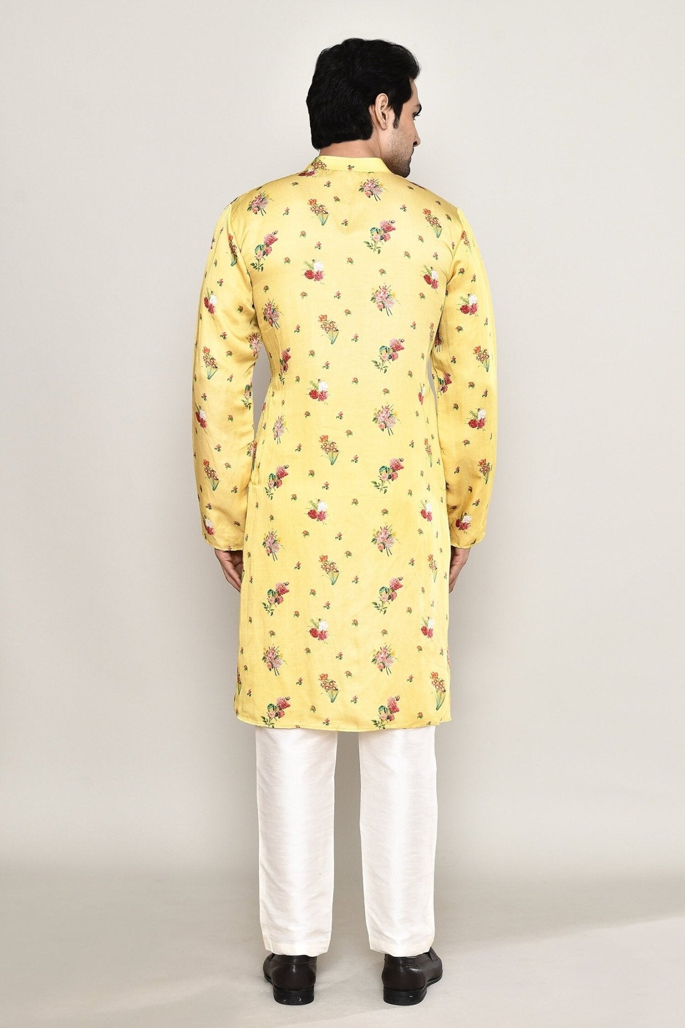 Designer Long Kurta set in Yellow - Simaaya