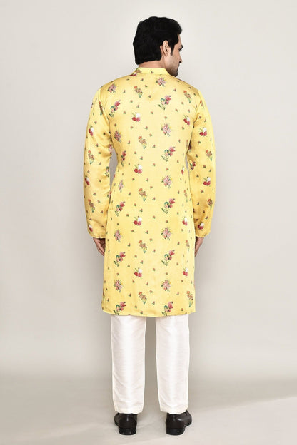 Designer Long Kurta set in Yellow - Simaaya