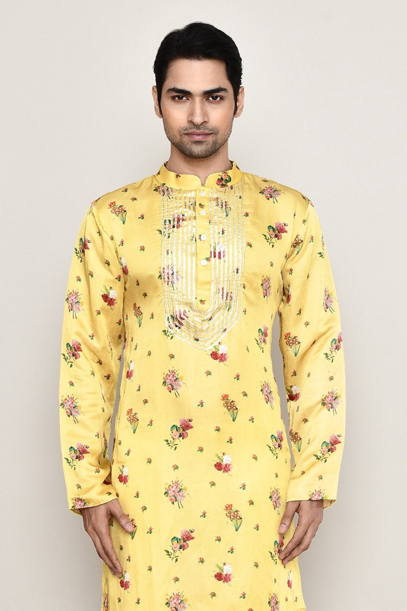 Designer Long Kurta set in Yellow - Simaaya