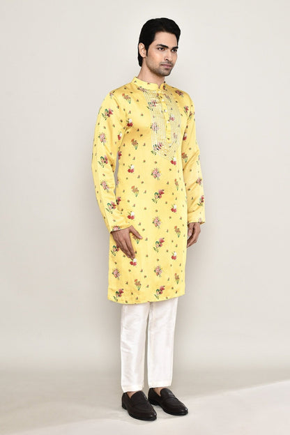 Designer Long Kurta set in Yellow - Simaaya