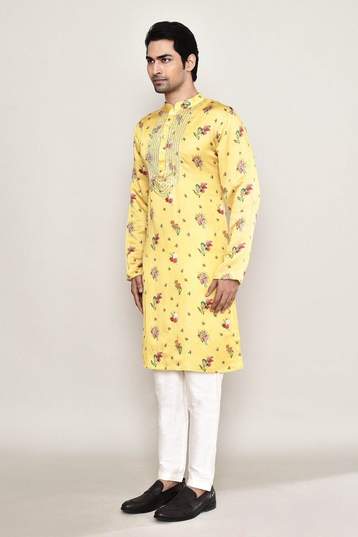 Designer Long Kurta set in Yellow - Simaaya