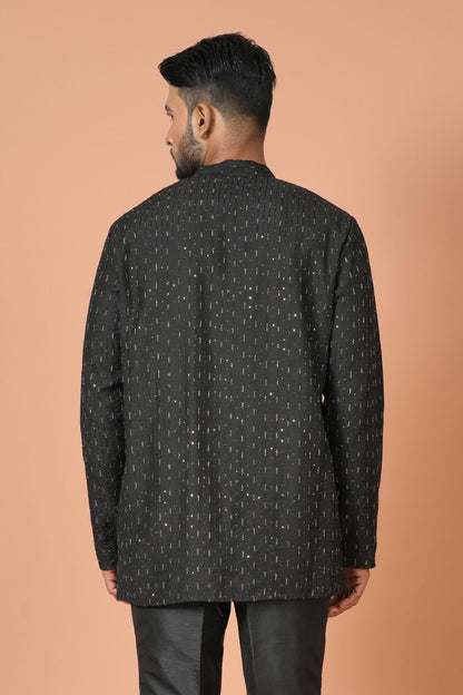Designer Short Kurta In Black - Simaaya