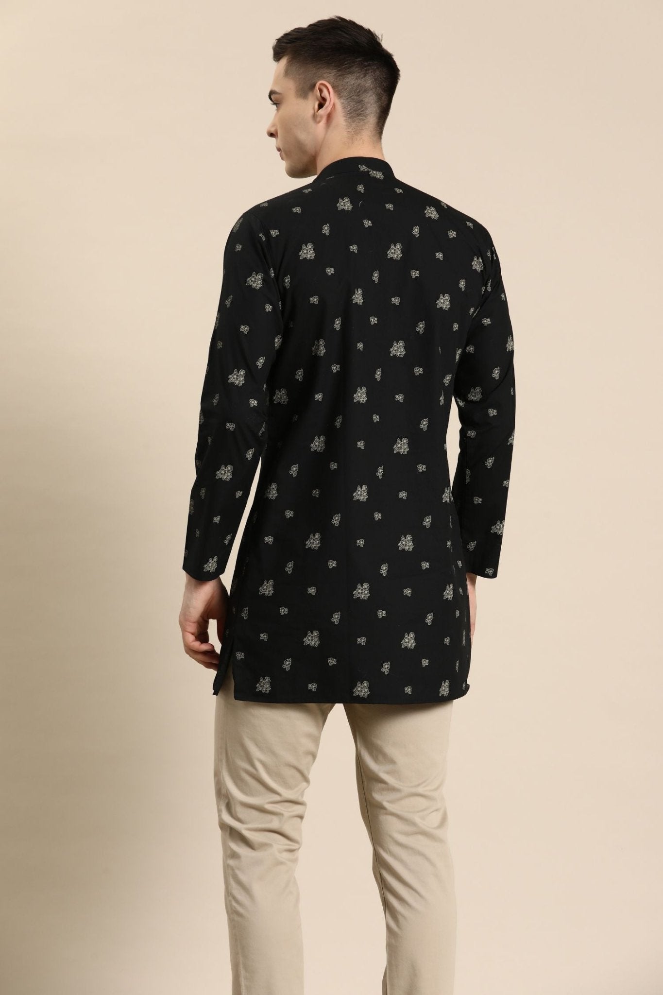 Designer Short Kurta In Black - Simaaya