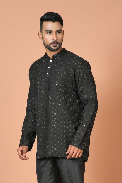 Designer Short Kurta In Black - Simaaya