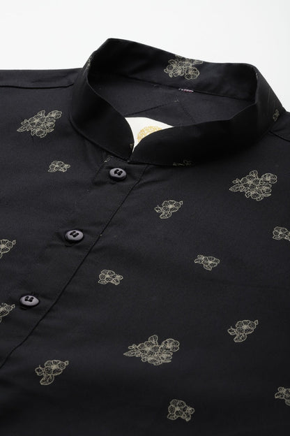 Designer Short Kurta In Black - Simaaya