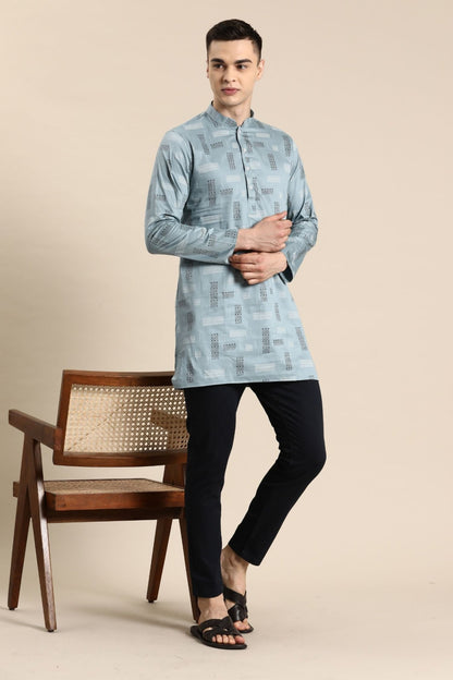 Designer Short Kurta In Blue - Simaaya