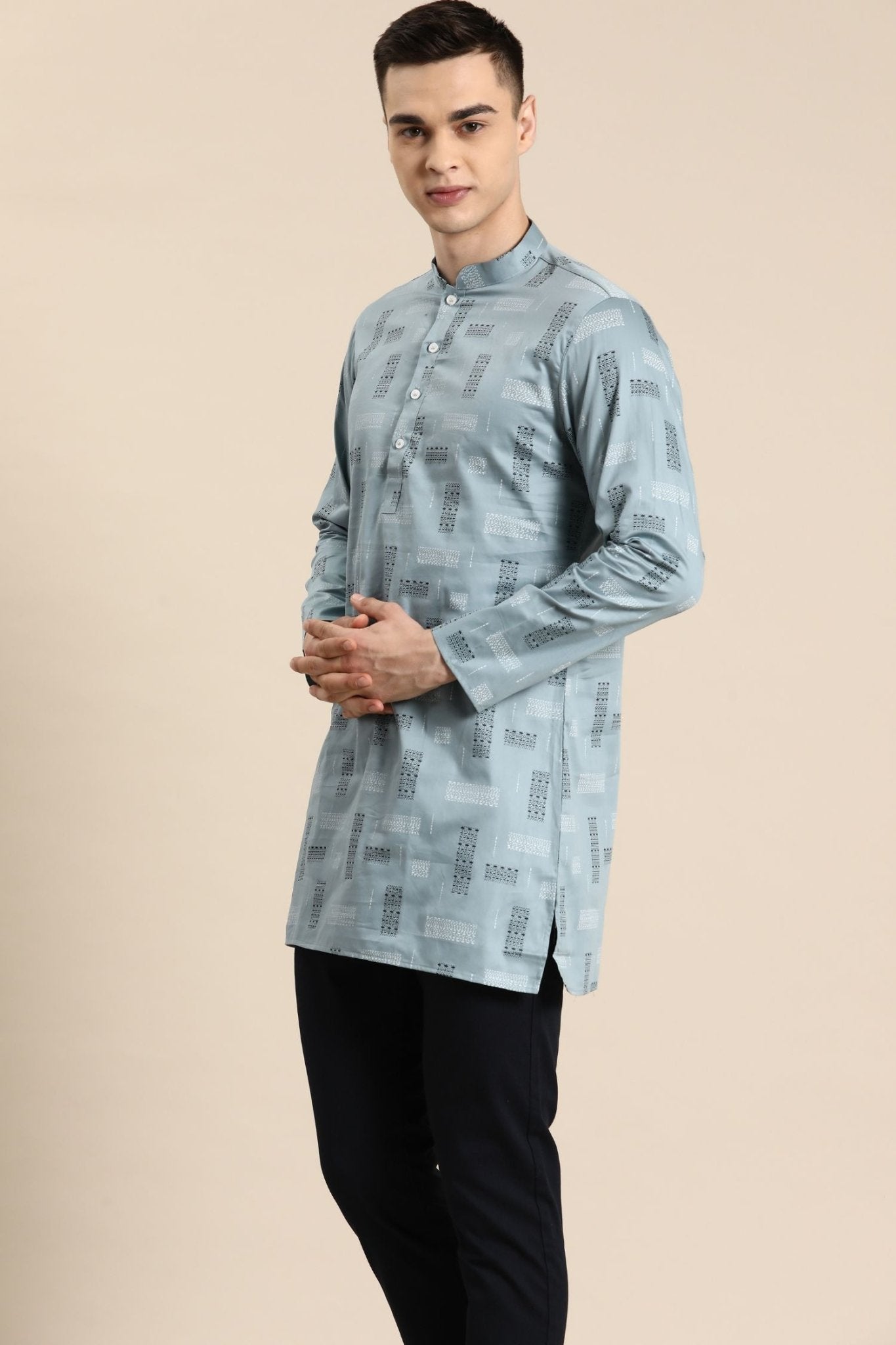 Designer Short Kurta In Blue - Simaaya