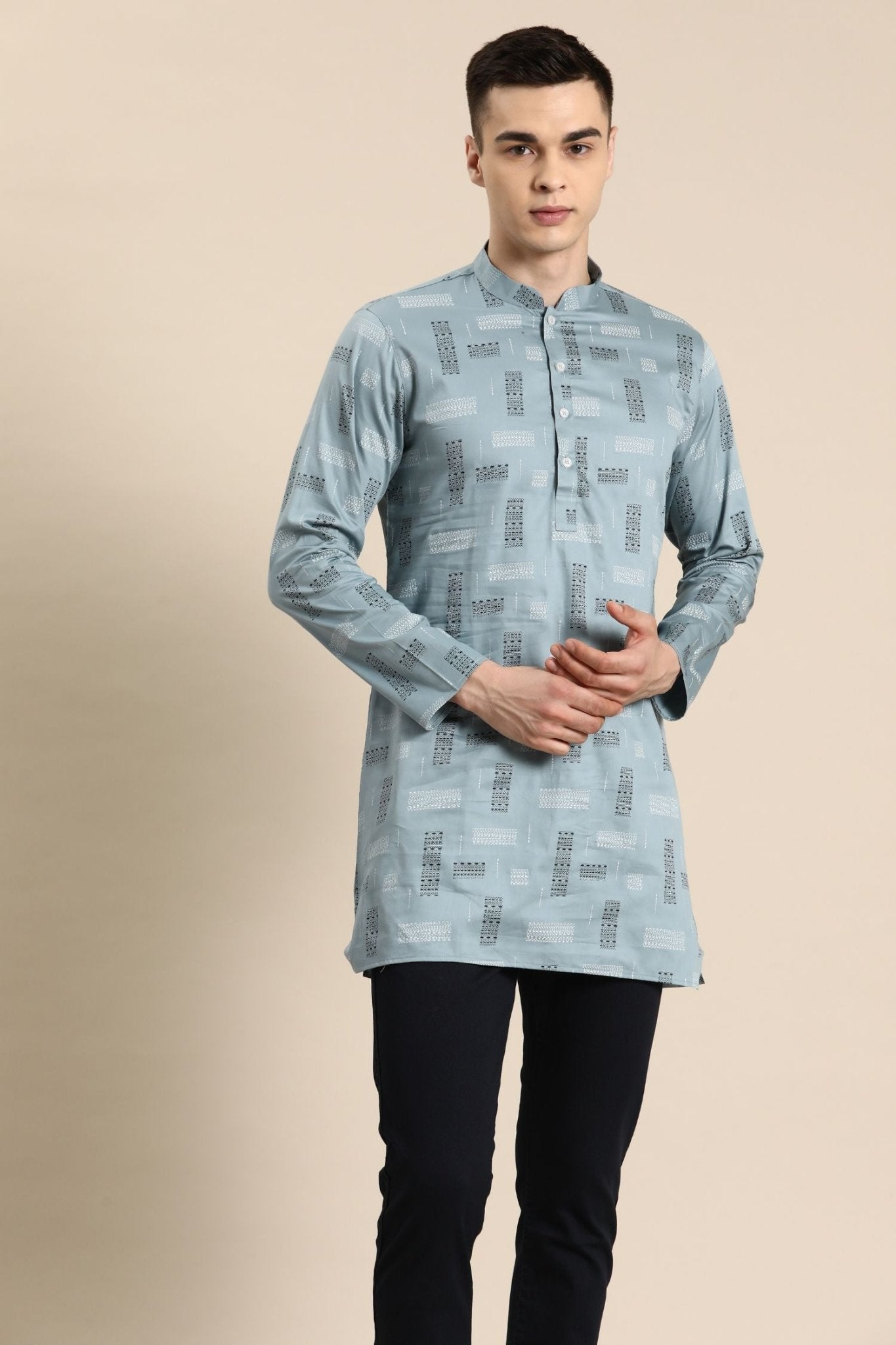 Designer Short Kurta In Blue - Simaaya