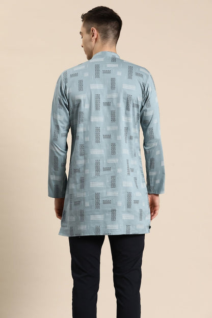 Designer Short Kurta In Blue - Simaaya