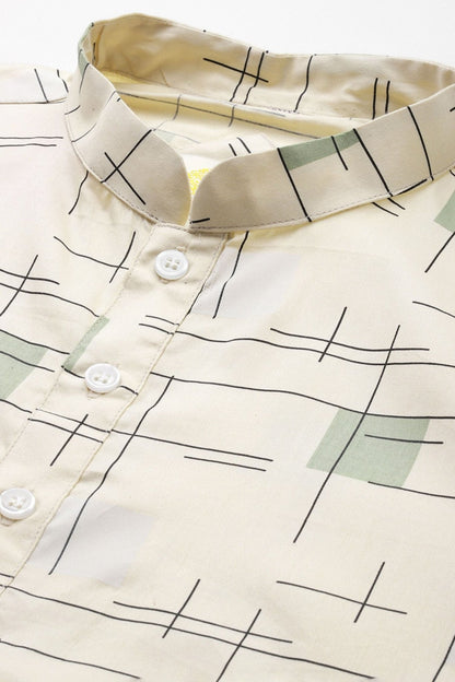 Designer Short Kurta In Cream - Simaaya