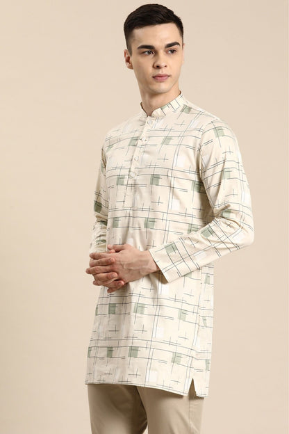 Designer Short Kurta In Cream - Simaaya