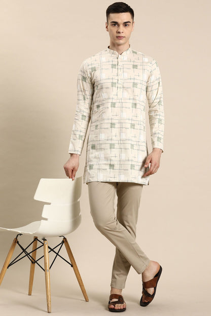 Designer Short Kurta In Cream - Simaaya