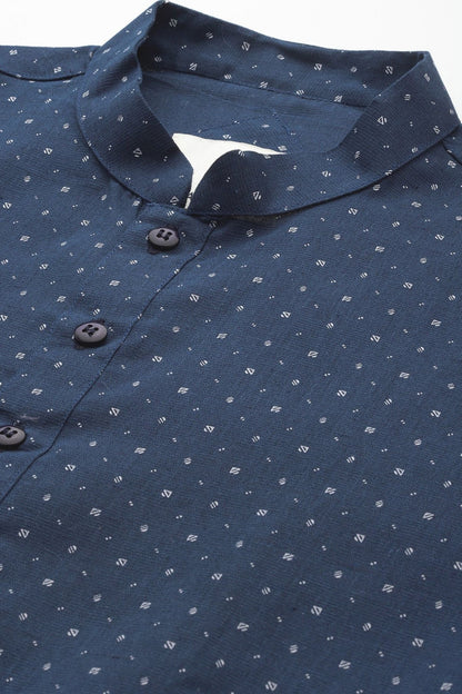 Designer Short Kurta In Dark Blue - Simaaya