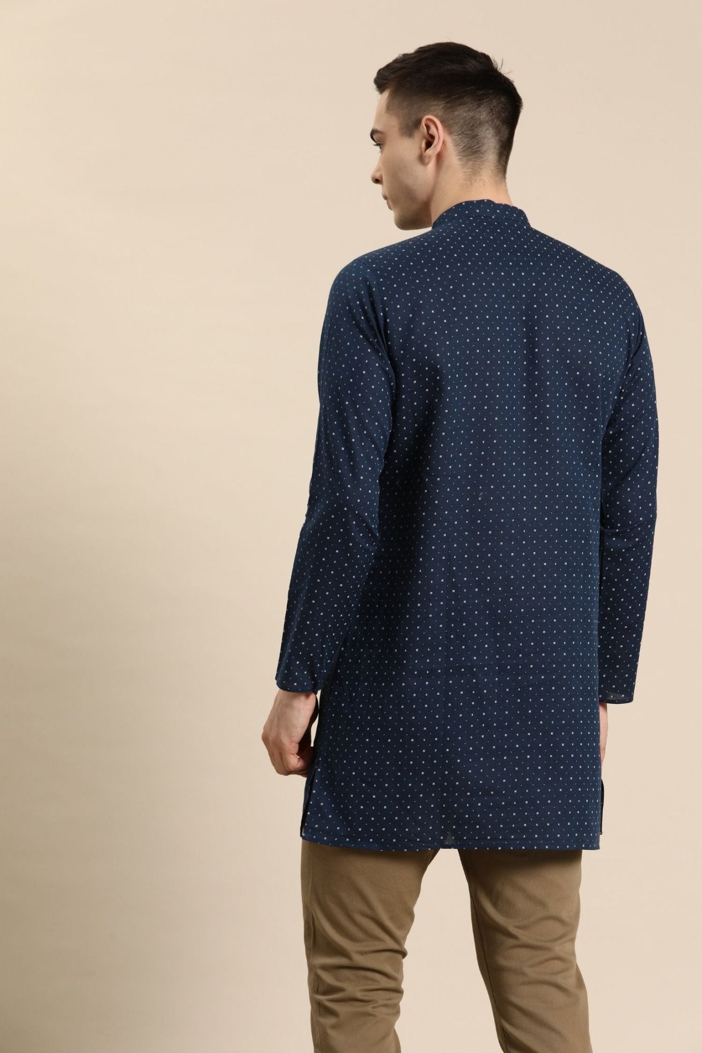 Designer Short Kurta In Dark Blue - Simaaya