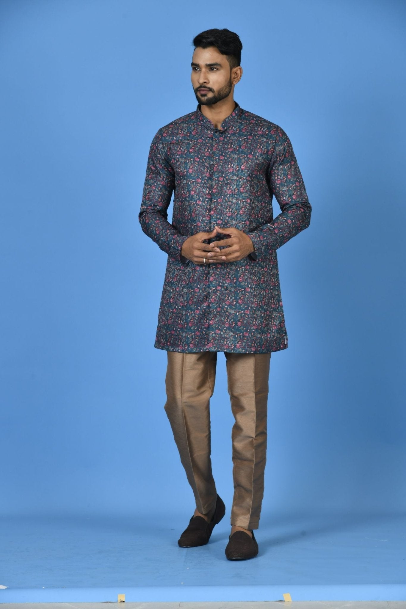 Designer Short Kurta In Deep Green - Simaaya