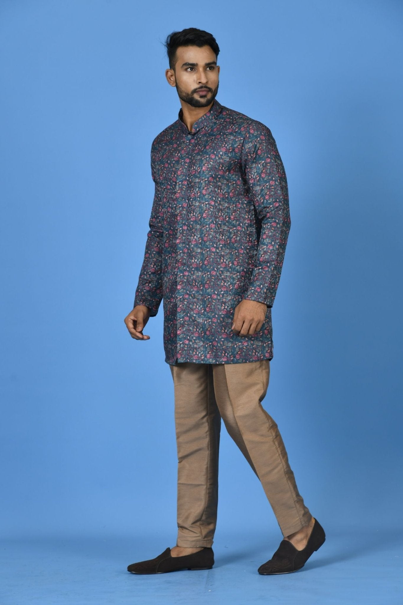 Designer Short Kurta In Deep Green - Simaaya