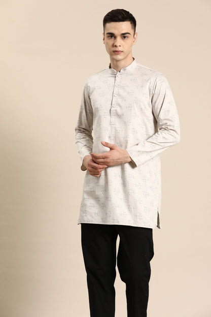 Designer Short Kurta In Grey - Simaaya