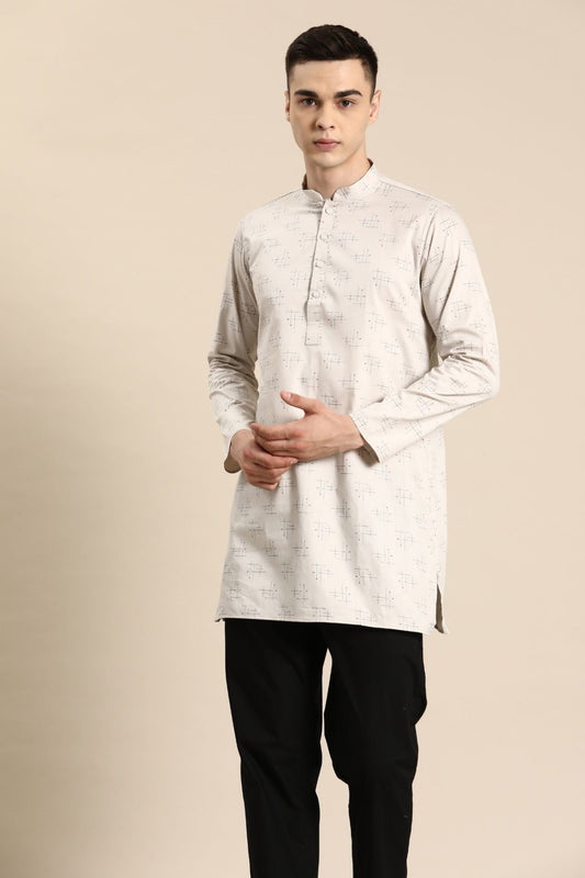 Designer Short Kurta In Grey - Simaaya