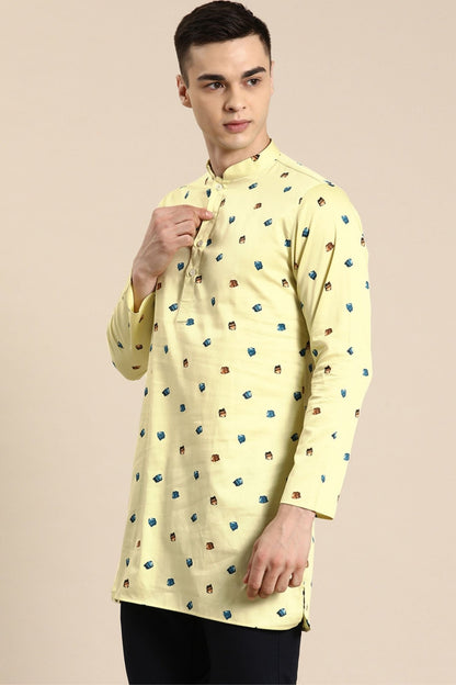 Designer Short Kurta In Lemon Yellow - Simaaya