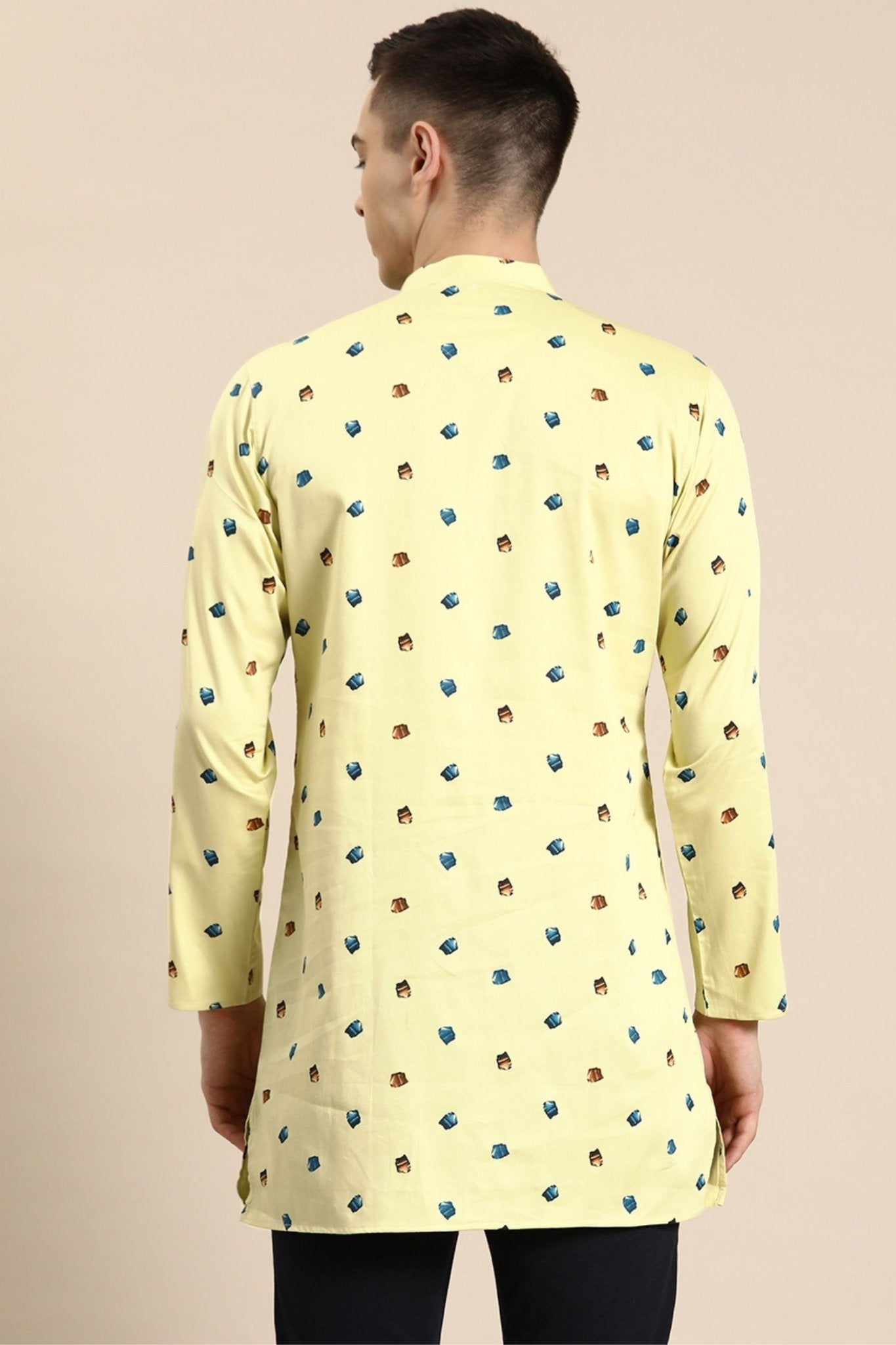Designer Short Kurta In Lemon Yellow - Simaaya