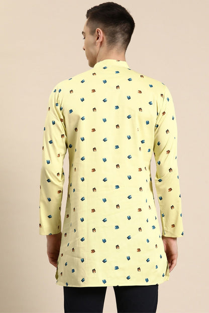Designer Short Kurta In Lemon Yellow - Simaaya